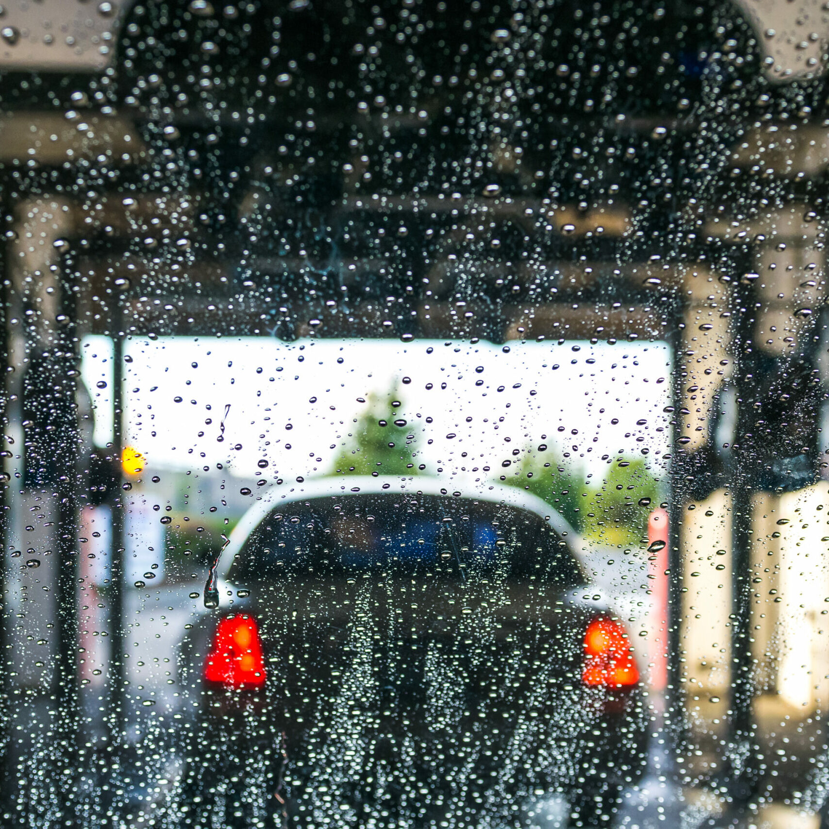 a car Running through automatic car wash.